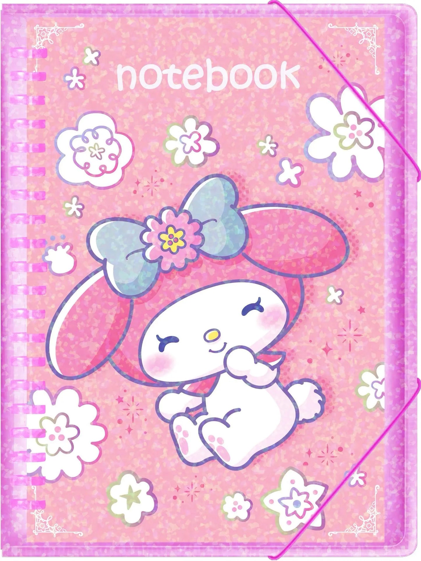 Glittery Spiral Sanrio Character Digital Planner,hellokitty,kuromi,cinnamoroll,melody,  Hyperlinked Goodnotes & Notability Journal Simple Planner