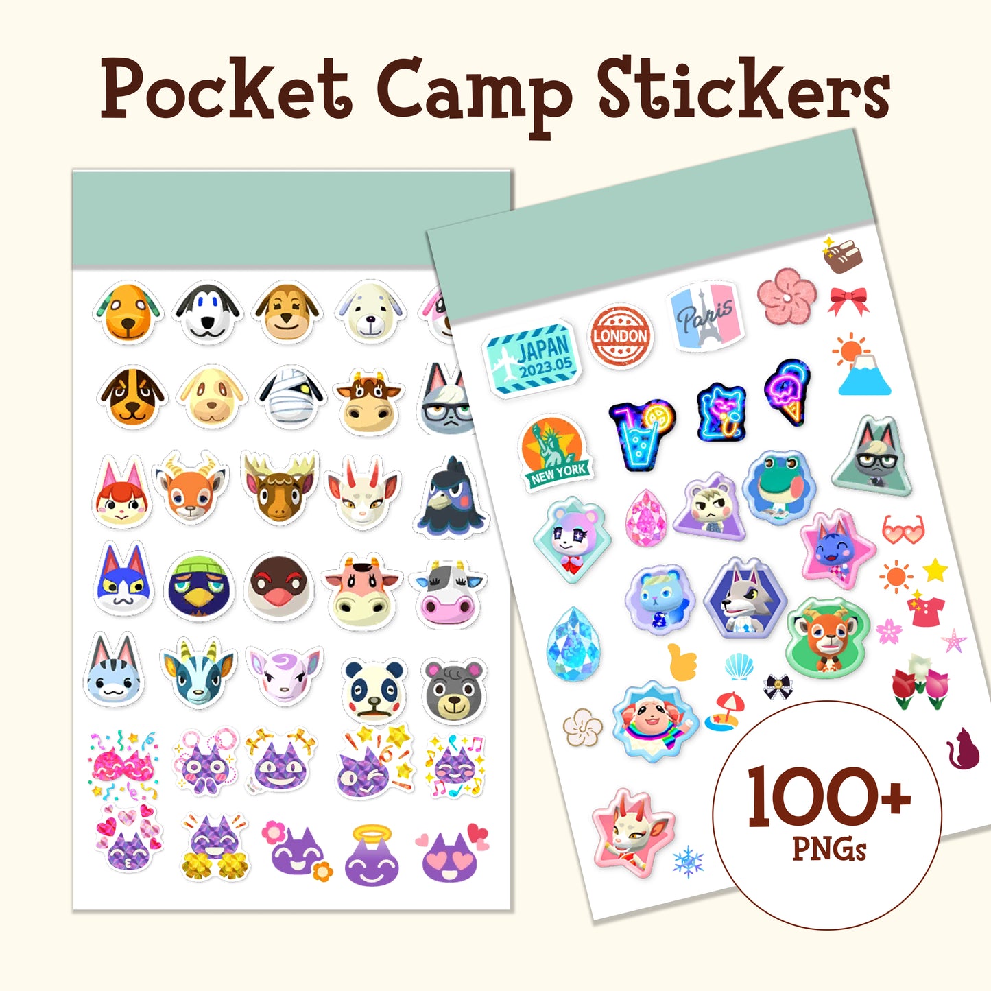 Animal Crossing pocket camp digital stickers|100+pngs