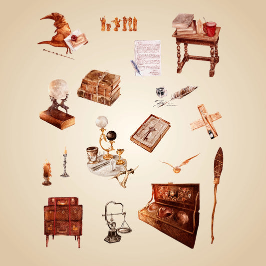Hogwarts Illustrated Digital Sticker Pack – 123 HP Magic world Stickers Come with Goodnotes, Notability & PNG formats Simple Planner