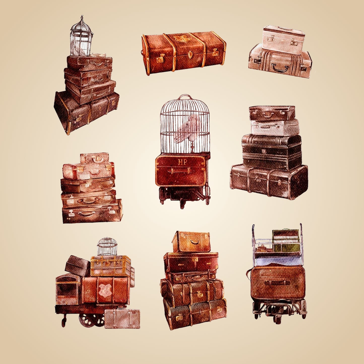 Hogwarts Illustrated Digital Sticker Pack – 123 HP Magic world Stickers Come with Goodnotes, Notability & PNG formats