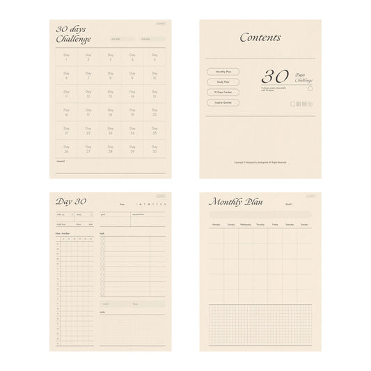 30/60/100days study planner,daily planner,monthly planner,21days tracker,semester plan,ipad,tablet,goodnotes,notability compatible Simple Planner