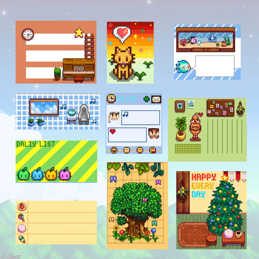 Stardew Valley Digital Sticky Notes2 – 24 Vibrant Styles | Goodnotes, Notability, iPad & Tablet Compatible Simple Planner