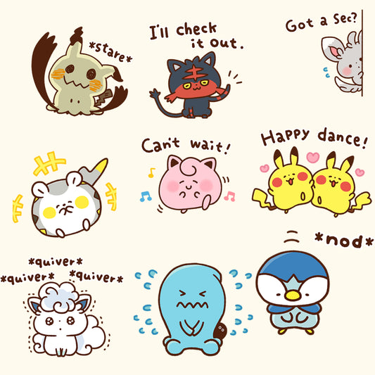 Pokémon Digital Sticker Pack | 40 Cute Illustrations for Planners, Journals & Scrapbooks