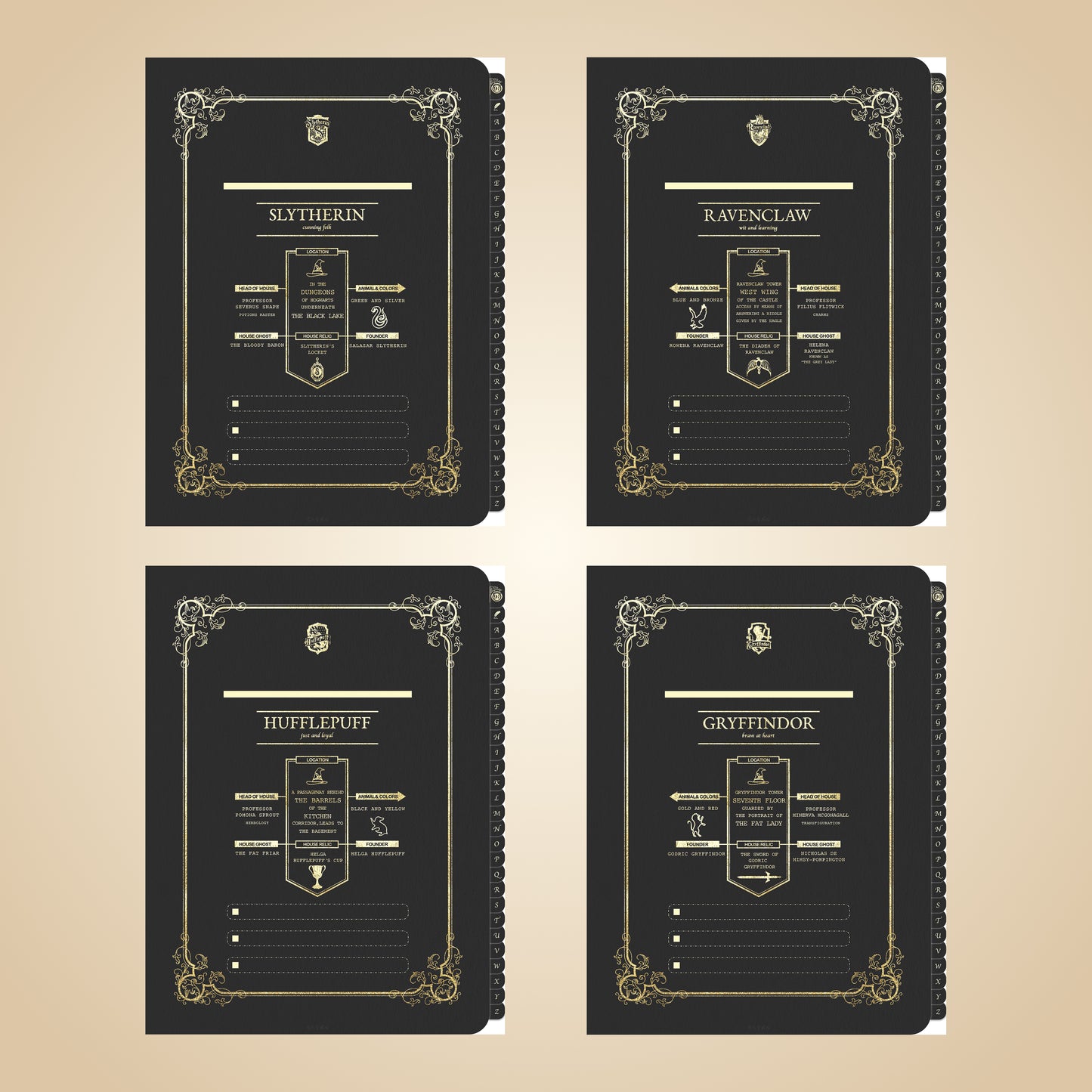 Hogwarts Illustration Digital Planner, Harry Potter iPad Journal, Gryffindor Slytherin Ravenclaw Hufflepuff Planner, Dark Paper, Hyperlinked Digital Organizer, Magic-Themed Study Template