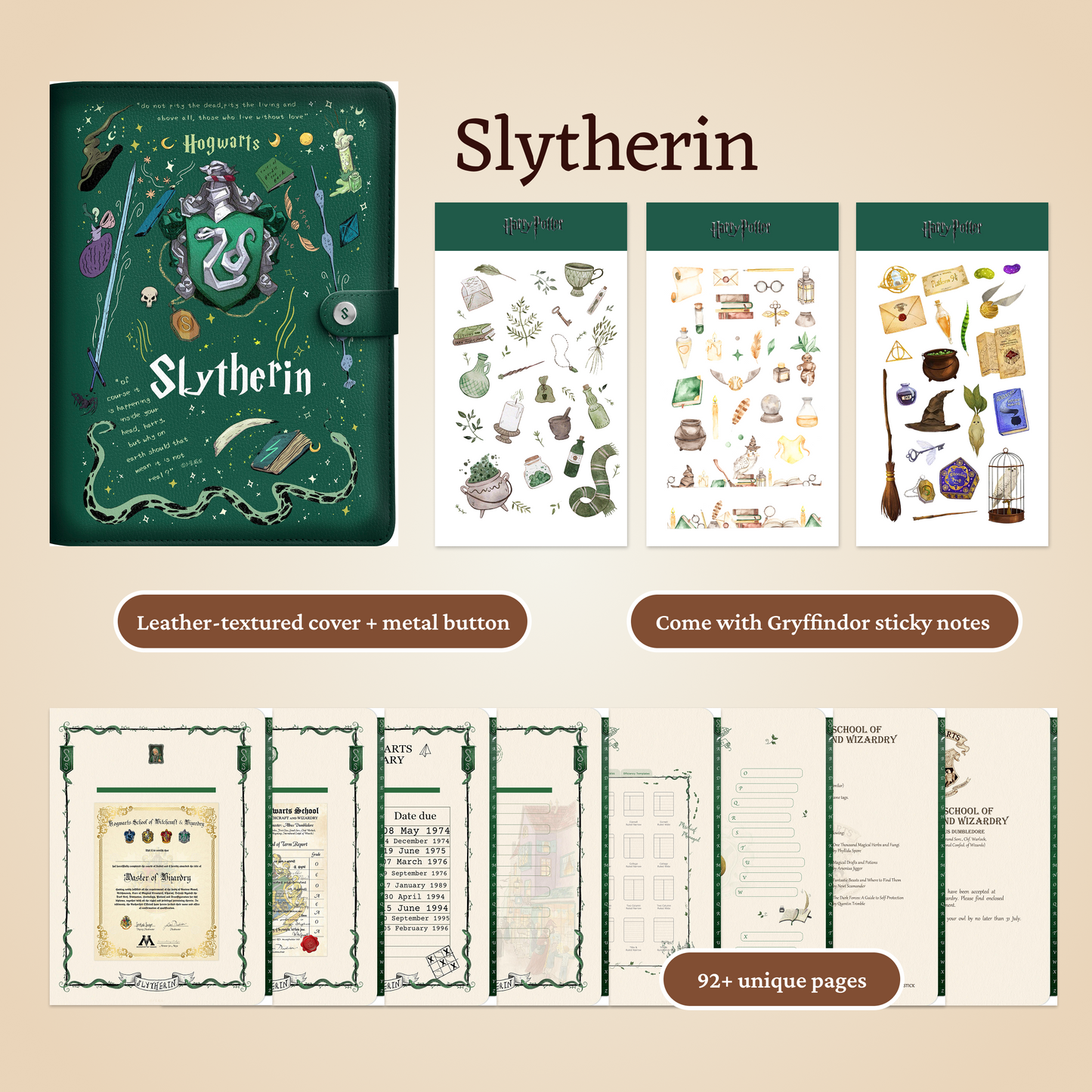Hogwarts Houses Illustrated Digital Planners – Hyperlinked Notebooks with Stickers (Gryffindor, Slytherin, Ravenclaw, Hufflepuff), Notability, GoodnotesNotes, Notion compatible, ipad
