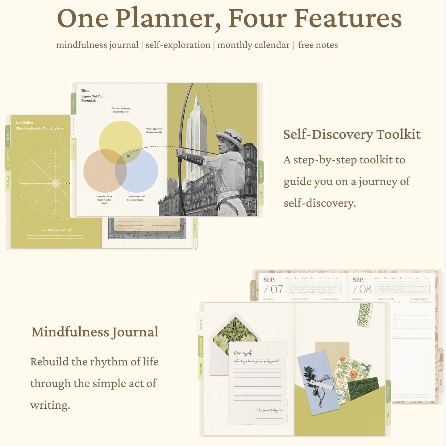 365 Mindfulness Journal, Self-Care Digital Planner, Positive Psychology Workbook, Monthly Calendar, Gratitude Prompts, PDF Daily Reflection Template