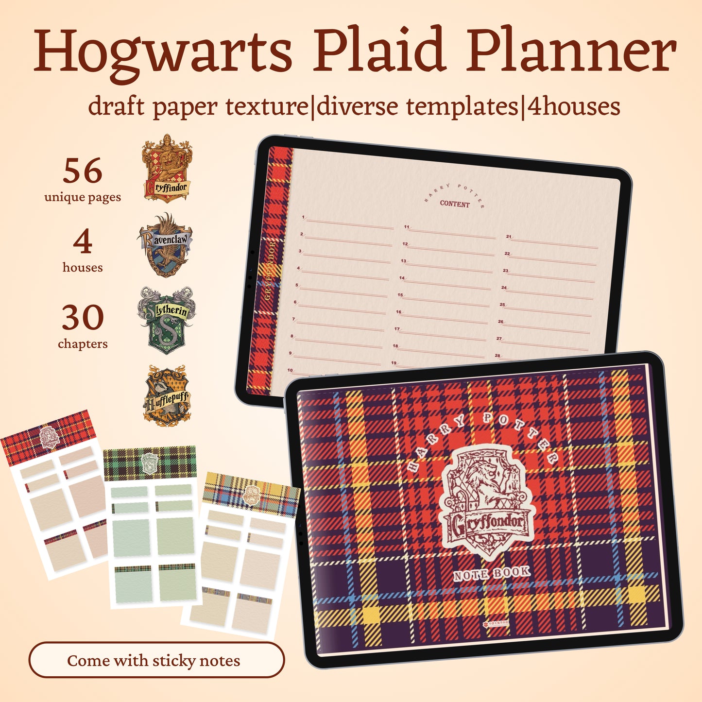 Hogwarts Houses Plaid House Digital Planner