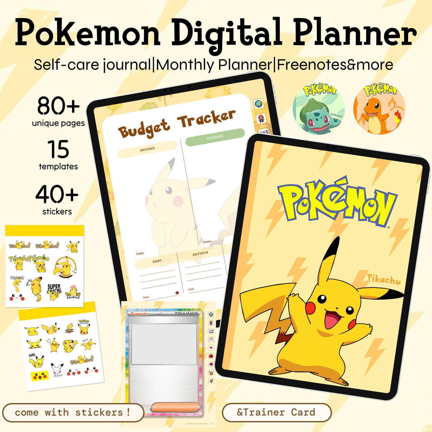 Pokémon Digital Planner | Pikachu,Bulbasu,Charmander&More coming