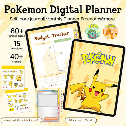Pokémon Digital Planner | Pikachu,Bulbasu,Charmander&More coming