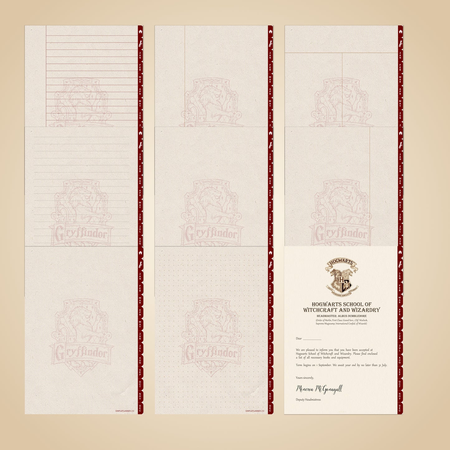 Hogwarts Houses 2026 Yearly Digital Planner,Grynffindor,Hufflepuff,Ravenclaw,Slytherin