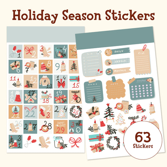 Christmas Countdown &Memo Digital Sticker Set | 63 PNGs + GoodNotes + Notes