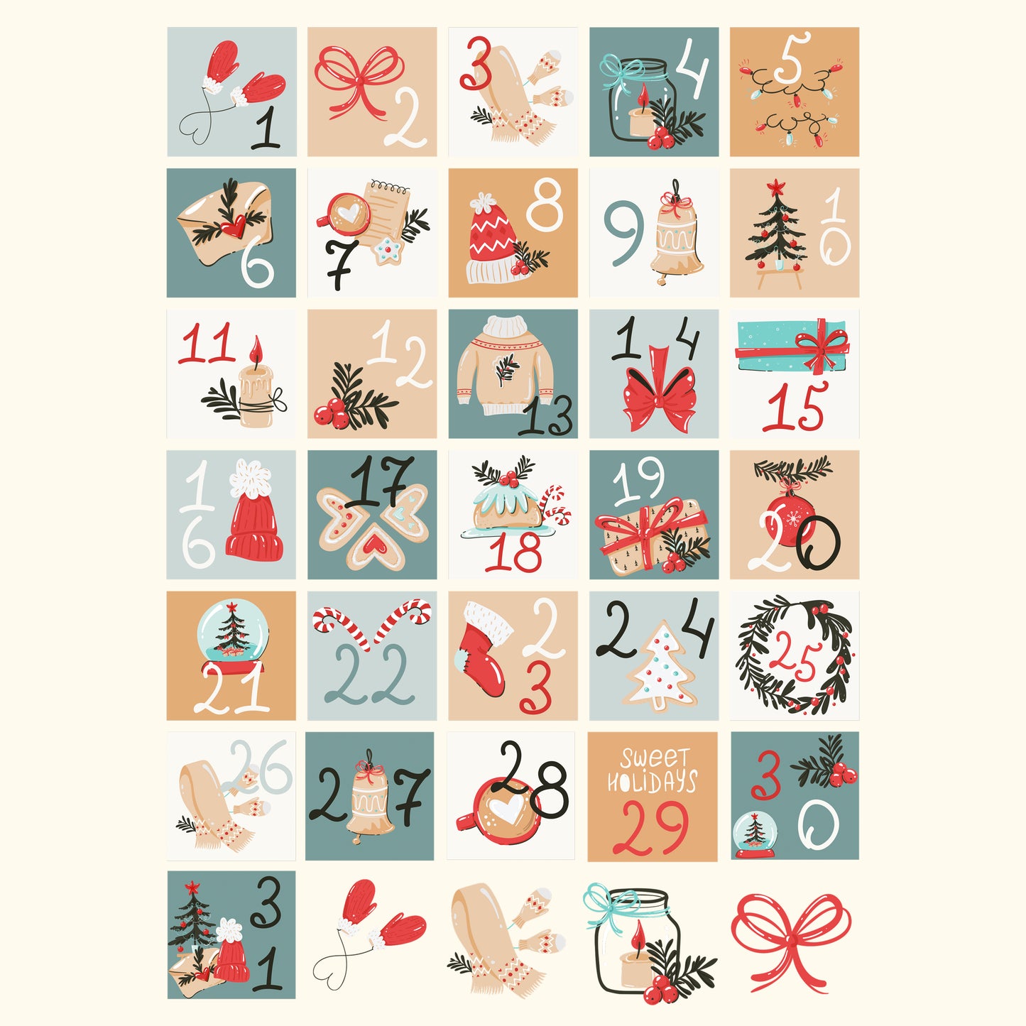 Christmas Countdown &Memo Digital Sticker Set | 63 PNGs + GoodNotes + Notes