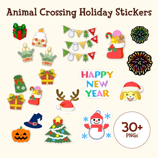 Animal Crossing Holiday Season Digital Stickers| 30+pngs
