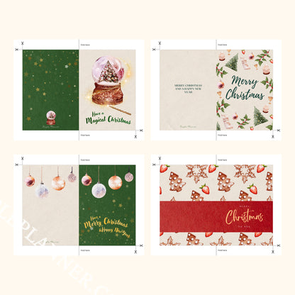 Printable Christmas Card Set | 4 Holiday Designs + Envelope Template + Digital Version