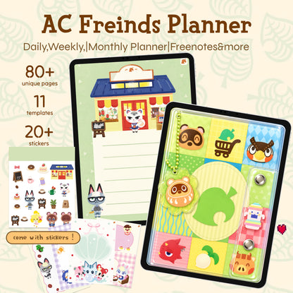 Animal Crossing Friends Digital planner|Daily,weekly,monthly planner&habit tracker