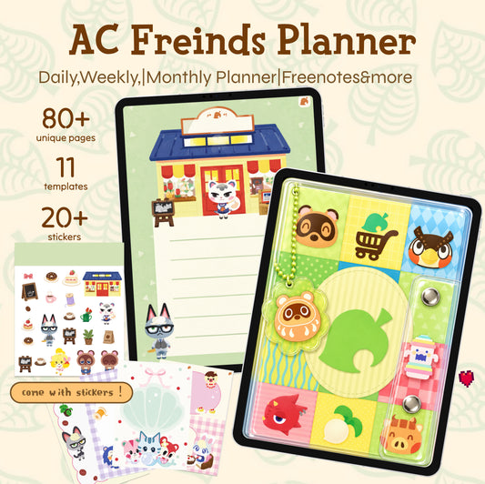 Animal Crossing Friends Digital planner|Daily,weekly,monthly planner&habit tracker