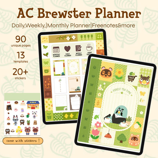 Animal Crossing Brewster Digital Planner|Monthly, Weekly, Daily Planner