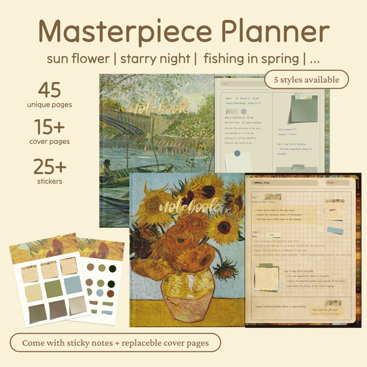 Van Gogh Digital Planner, Impressionist iPad Notebook, Goodnotes Journal, Cornell Notes, Hyperlinked Digital Planner, Aesthetic iPad Templates
