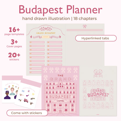 Grand Budapest Hotel Style Digital Planner – Hand-Drawn Aesthetic iPad Journal,The Grand Budapest，Digital Notebook，Goodnotes & Notability Compatible