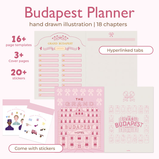Grand Budapest Hotel Style Digital Planner – Hand-Drawn Aesthetic iPad Journal,The Grand Budapest，Digital Notebook，Goodnotes & Notability Compatible