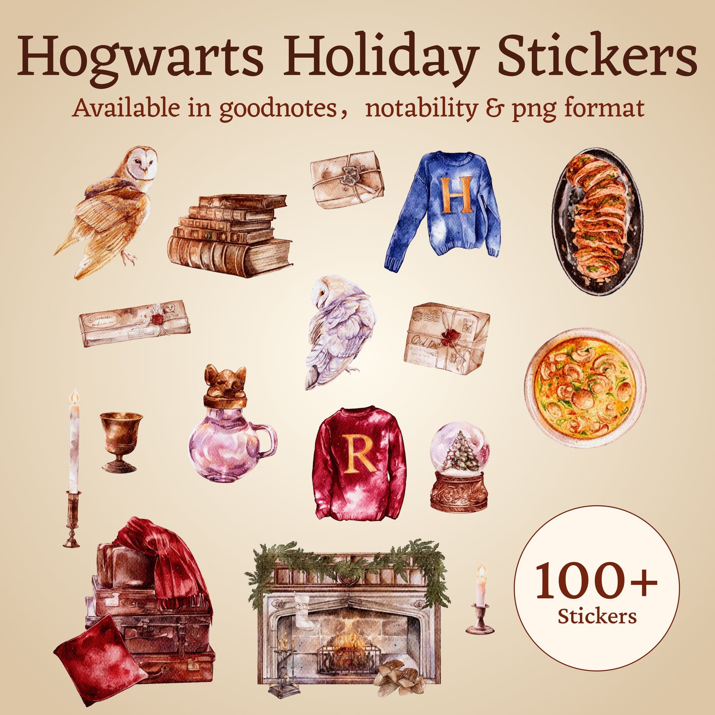 Hogwarts Holiday Stickers Pack — 100+ Magical Christmas Designs