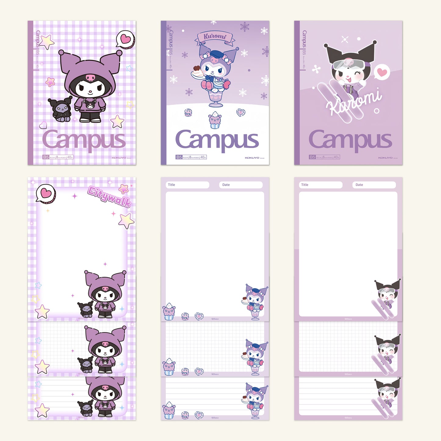 Sanrio-Inspired Digital Planner Covers+inner page pack –（kitty,kuromi,melody,cinnamoroll,pompompurin,pochaco) Cozy Ski, Desserts, Plaids & More (Goodnotes, Notability, iPad,TabletCompatible)