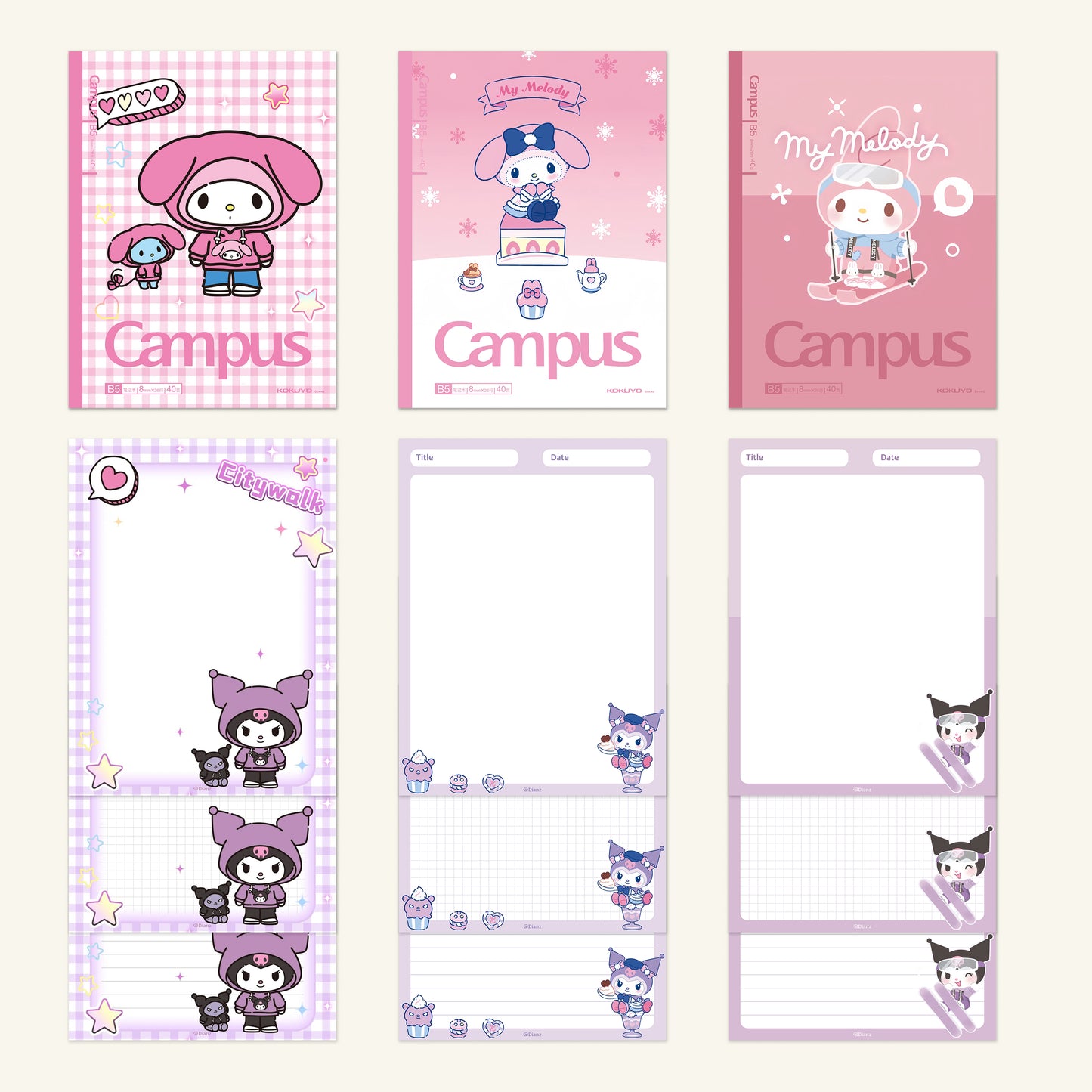 Sanrio-Inspired Digital Planner Covers+inner page pack –（kitty,kuromi,melody,cinnamoroll,pompompurin,pochaco) Cozy Ski, Desserts, Plaids & More (Goodnotes, Notability, iPad,TabletCompatible)