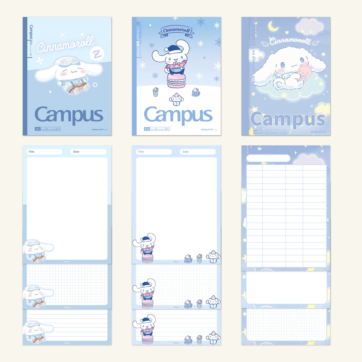 Sanrio-Inspired Digital Planner Covers+inner page pack –（kitty,kuromi,melody,cinnamoroll,pompompurin,pochaco) Cozy Ski, Desserts, Plaids & More (Goodnotes, Notability, iPad,TabletCompatible)