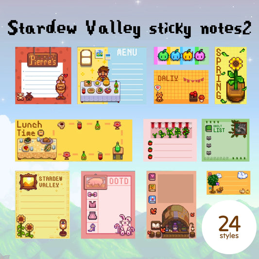 Stardew Valley Digital Sticky Notes2 – 24 Vibrant Styles | Goodnotes, Notability, iPad & Tablet Compatible Simple Planner