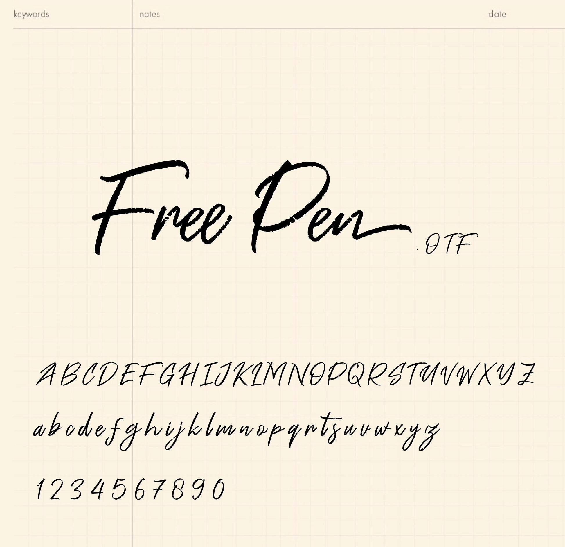 Freenotes font,OTF format, handwriting font Simple Planner