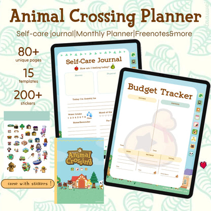 Animal Crossing Digital Planner | Cute Self-Care Journal, Budget Tracker, Monthly Calendar & Notes Simple Planner