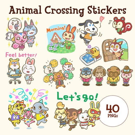 Animal Crossing stickers，40 Png stickers Simple Planner