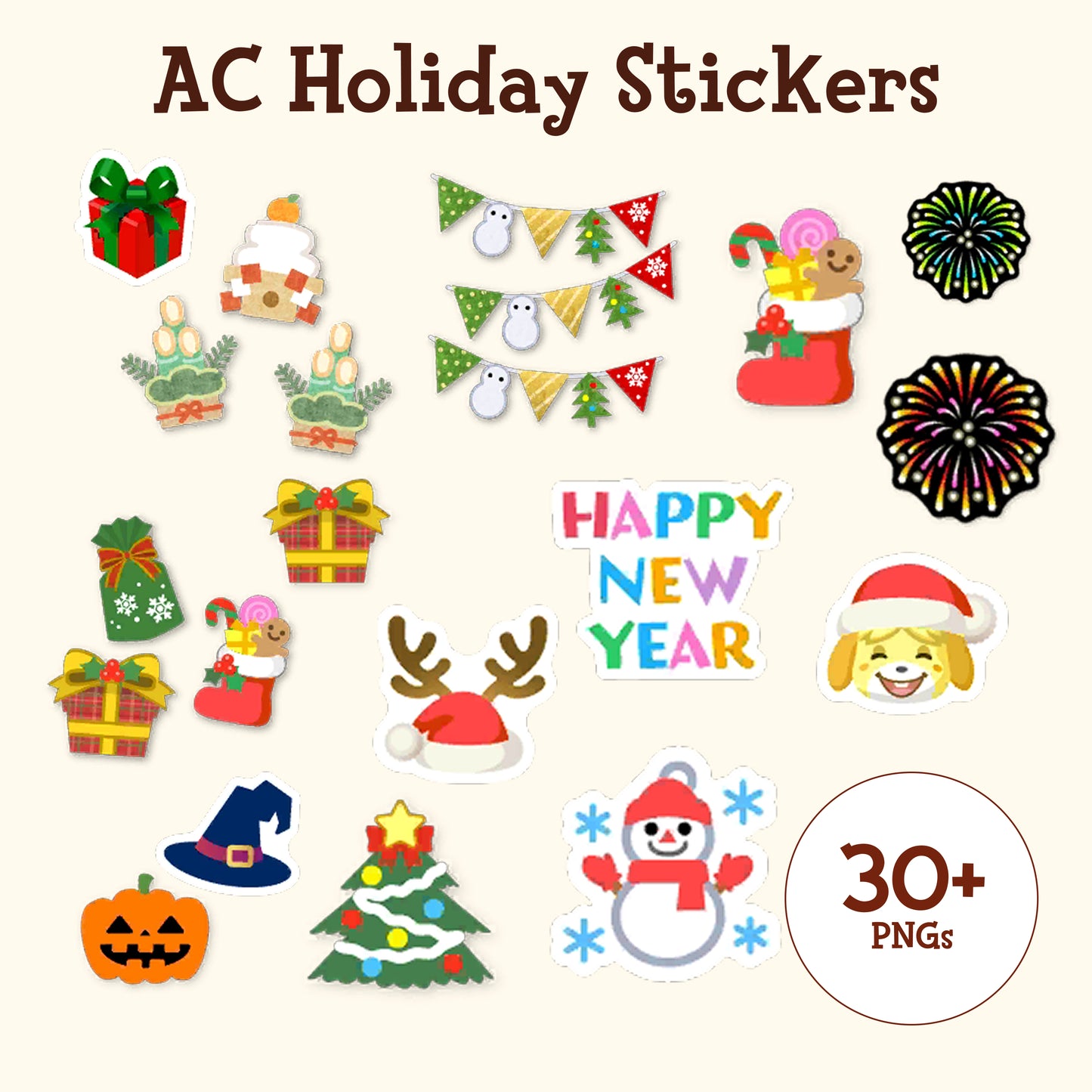 AC Holiday Season Digital Stickers| 30+pngs