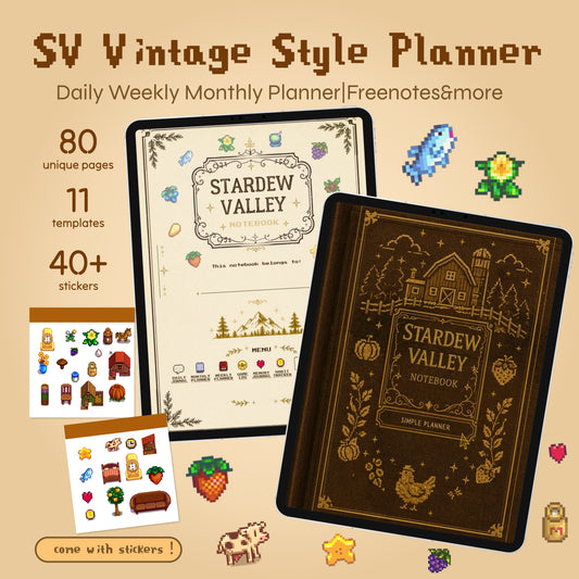 Vintage Stardew Valley Digital Planner Notebook