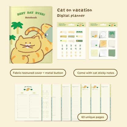 Cartoon Dog/Cat/Panda/Rabbit Digital Planner, Cute iPad Notebook, Goodnotes Journal, Cornell Notes, Hyperlinked Study Planner, Aesthetic Digital Stationery