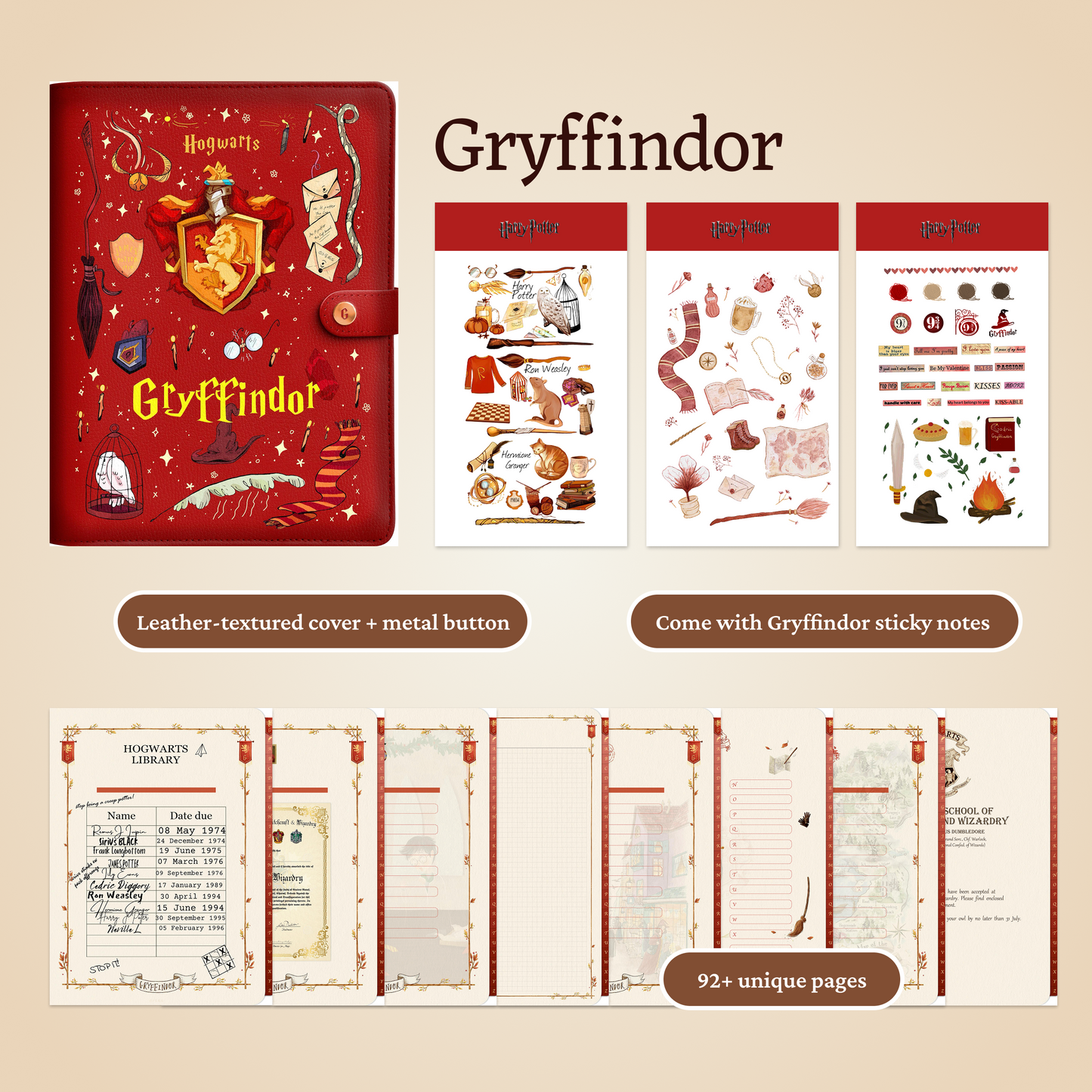 Hogwarts Illustration Digital Planner, Harry Potter iPad Journal, Gryffindor Slytherin Ravenclaw Hufflepuff Planner, Dark Paper, Hyperlinked Digital Organizer, Magic-Themed Study Template