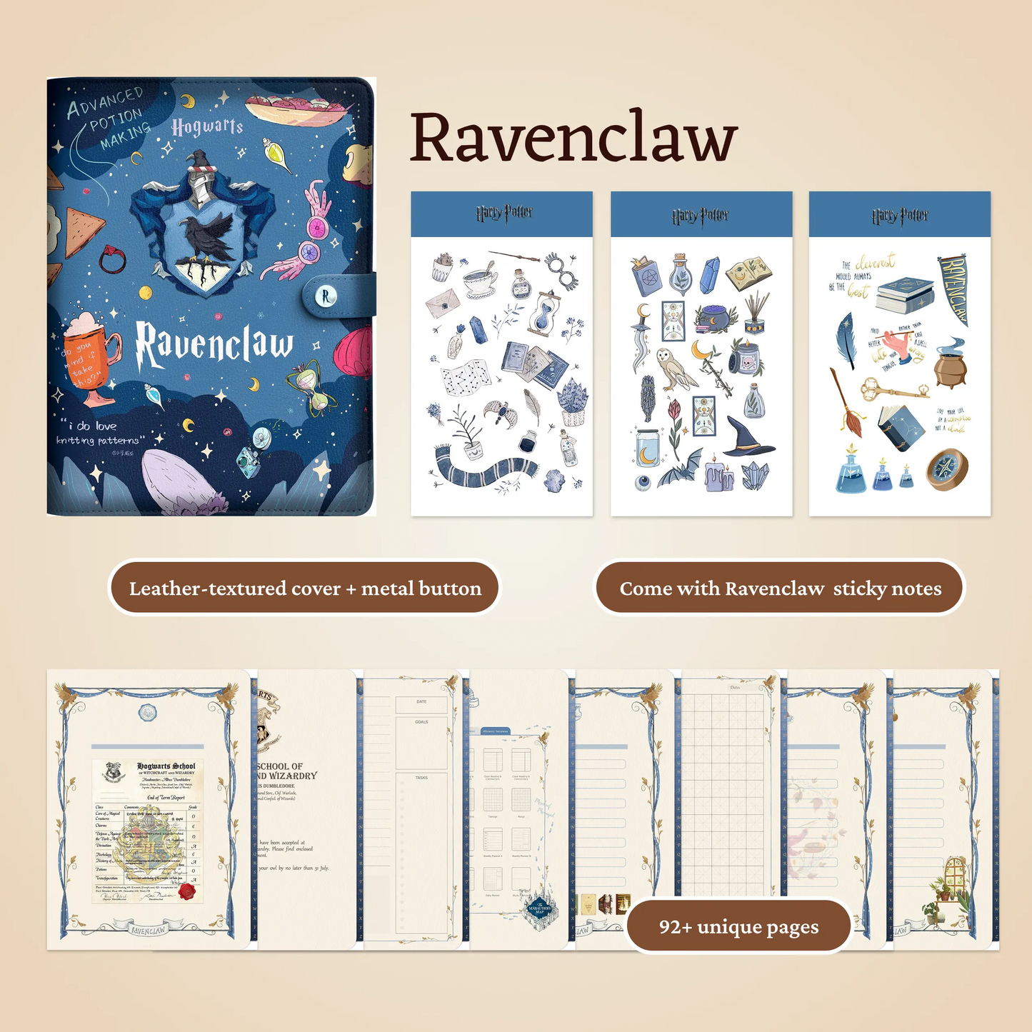 Hogwarts Illustrated Digital Planner,Hyperlinked 4 House Themes Planner Simple Planner