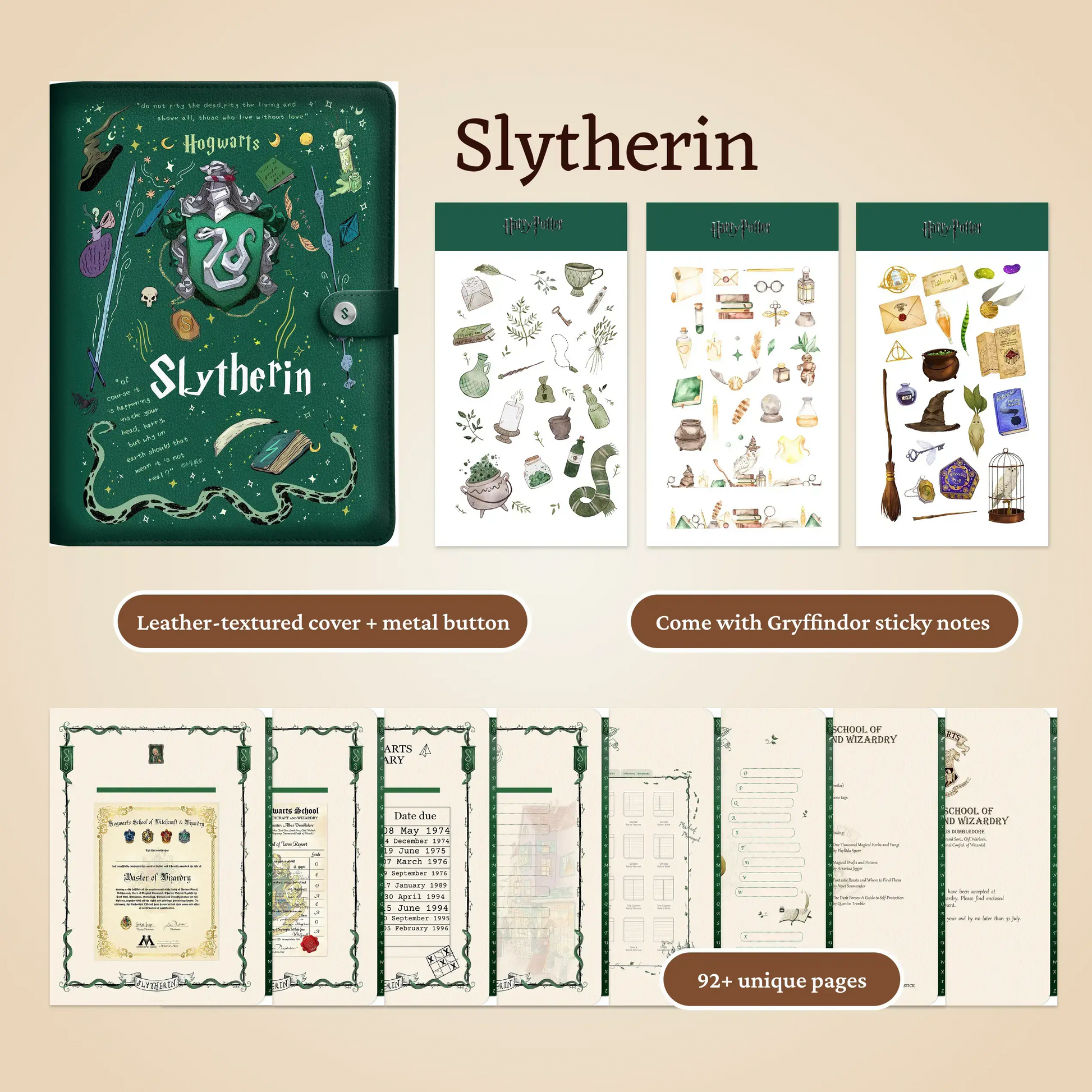 Hogwarts Illustrated Digital Planner,Hyperlinked 4 House Themes Planner Simple Planner