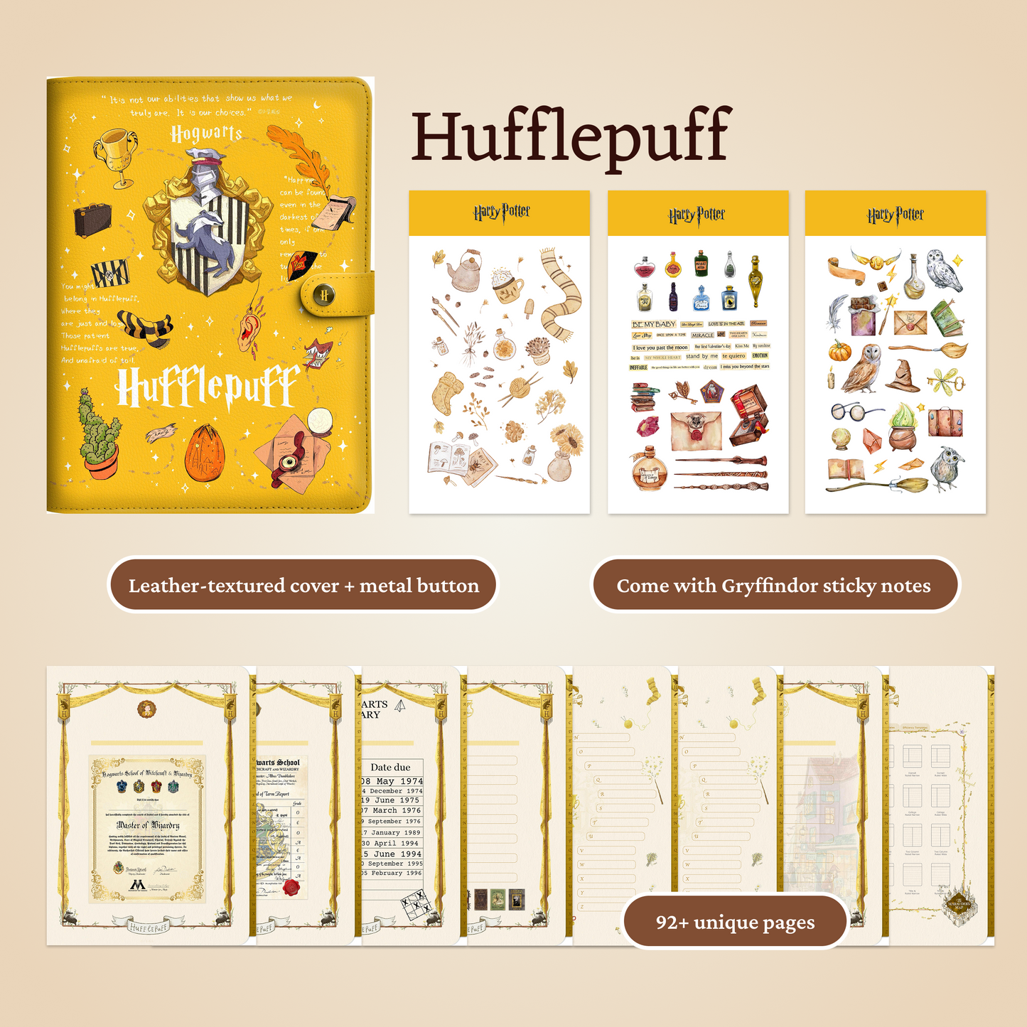 Hogwarts Illustration Digital Planner, Harry Potter iPad Journal, Gryffindor Slytherin Ravenclaw Hufflepuff Planner, Dark Paper, Hyperlinked Digital Organizer, Magic-Themed Study Template