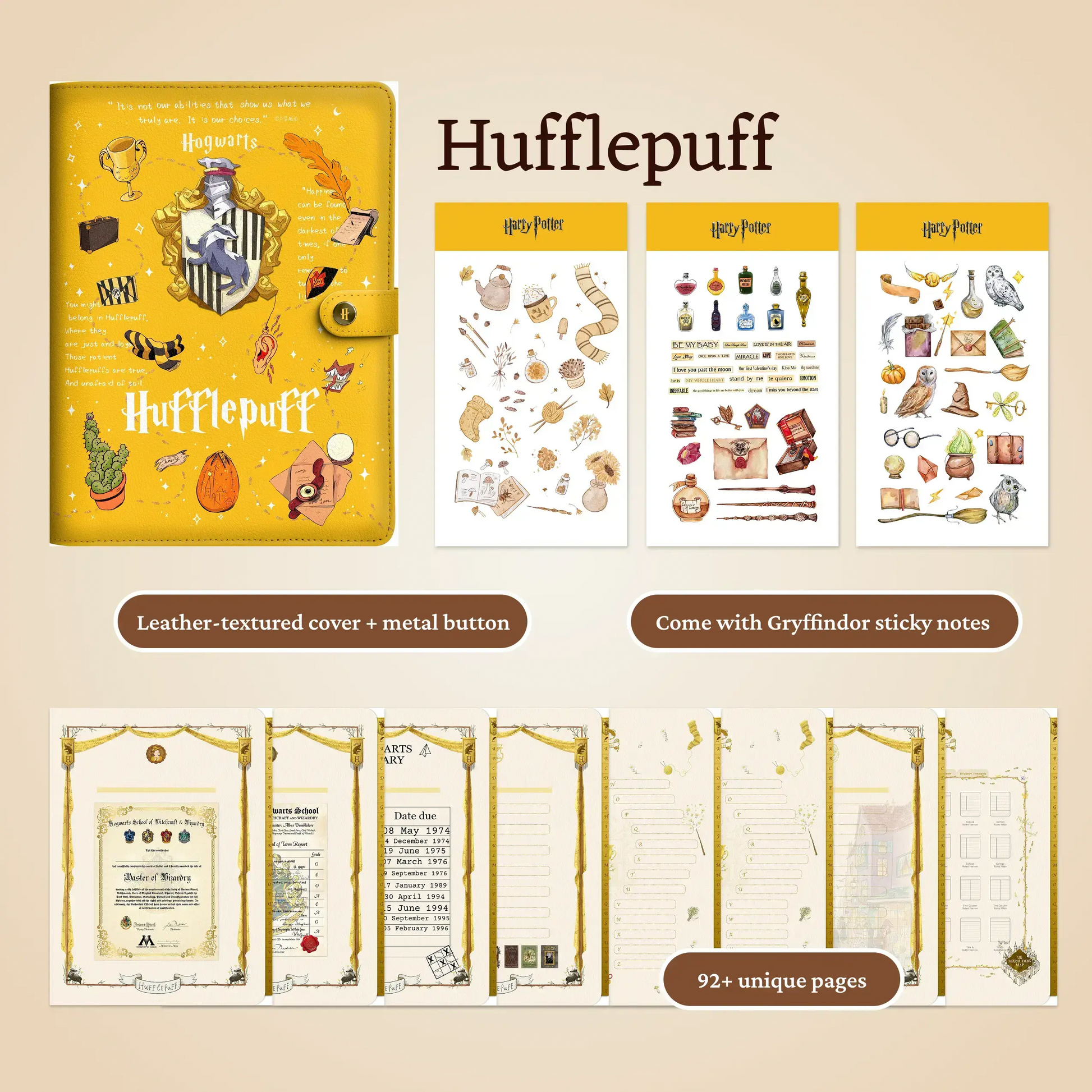 Hogwarts Illustrated Digital Planner,Hyperlinked 4 House Themes Planner Simple Planner