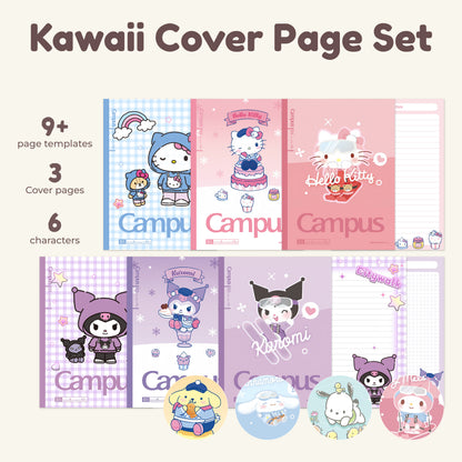 Kawaii Digital Planner Covers+inner page pack