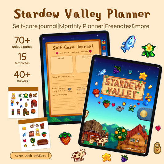 Stardew Valley Digital Journal, Cozy Farm-Themed Planner for iPad & Tablets | Goodnotes, Notability&more Simple Planner