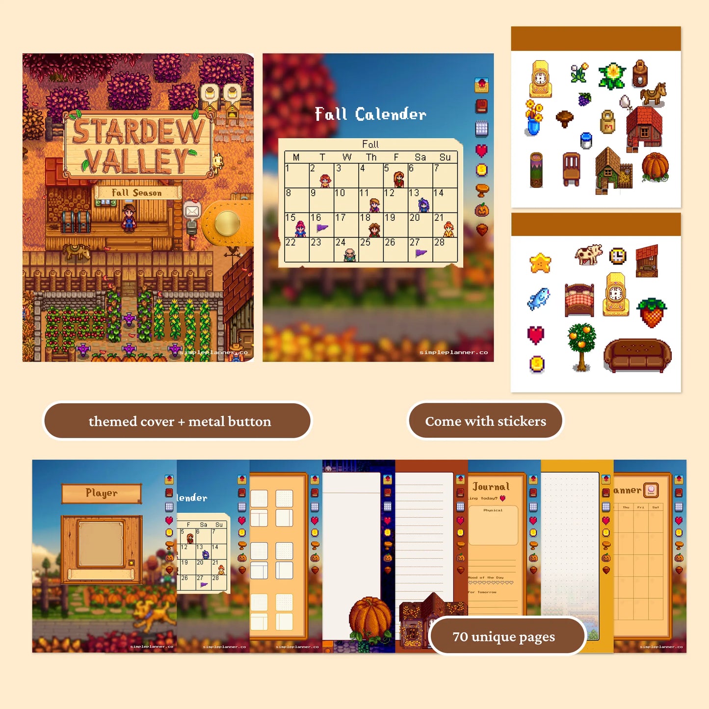 Stardew Valley Digital Journal, Cozy Farm-Themed Planner for iPad & Tablets | Goodnotes, Notability&more Simple Planner