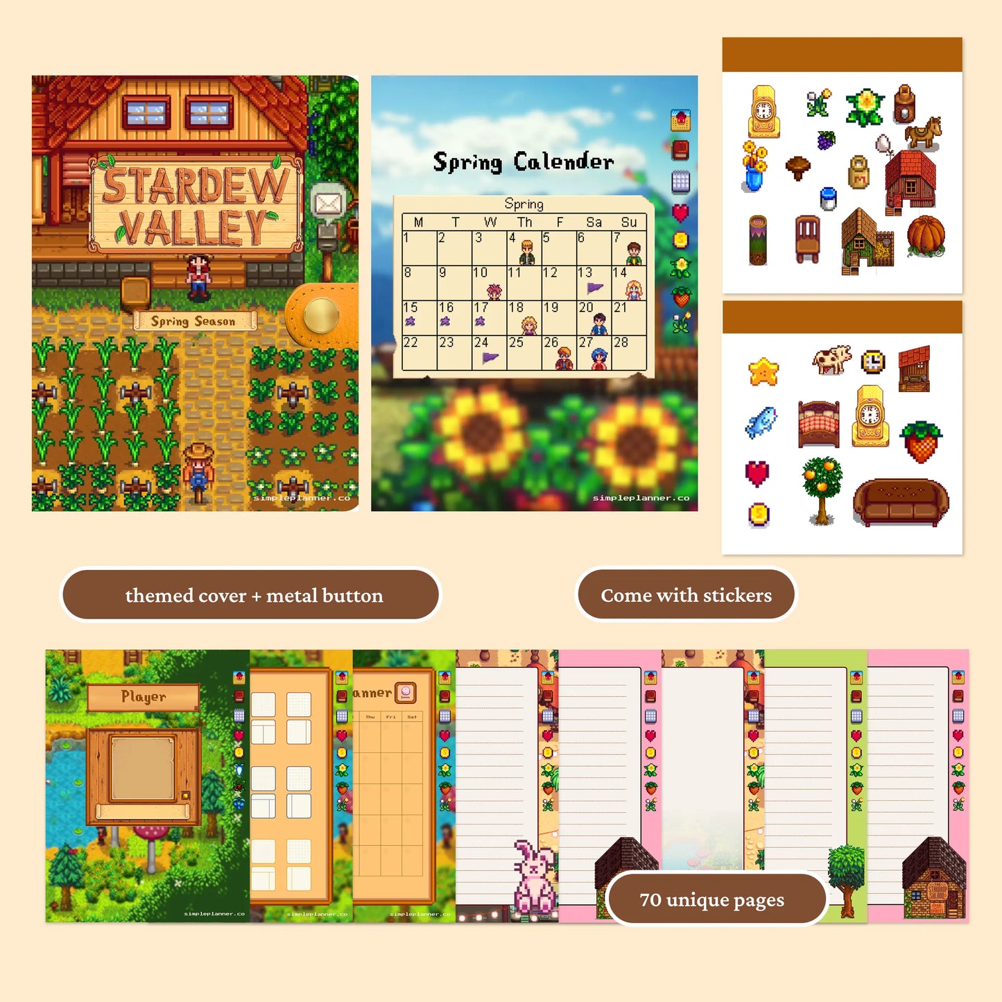 Stardew Valley Digital Journal, Cozy Farm-Themed Planner for iPad & Tablets | Goodnotes, Notability&more Simple Planner
