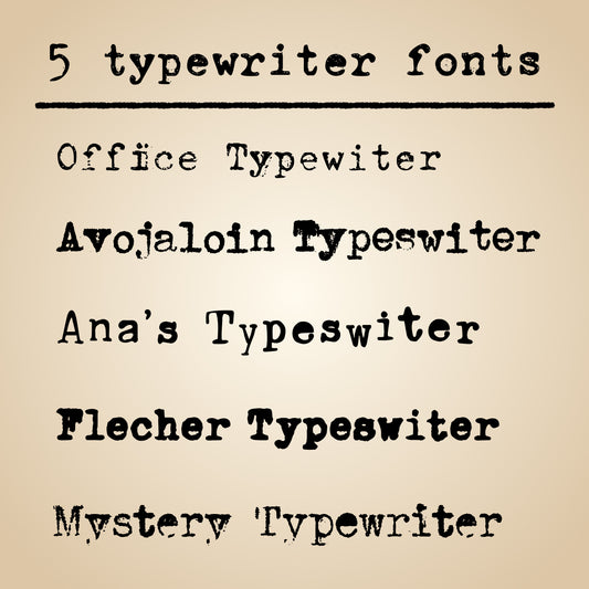 5 typewriter fonts pack | Vintage Digital Fonts for Aesthetic Journals, Planners & Design，works on ipad,mac,win