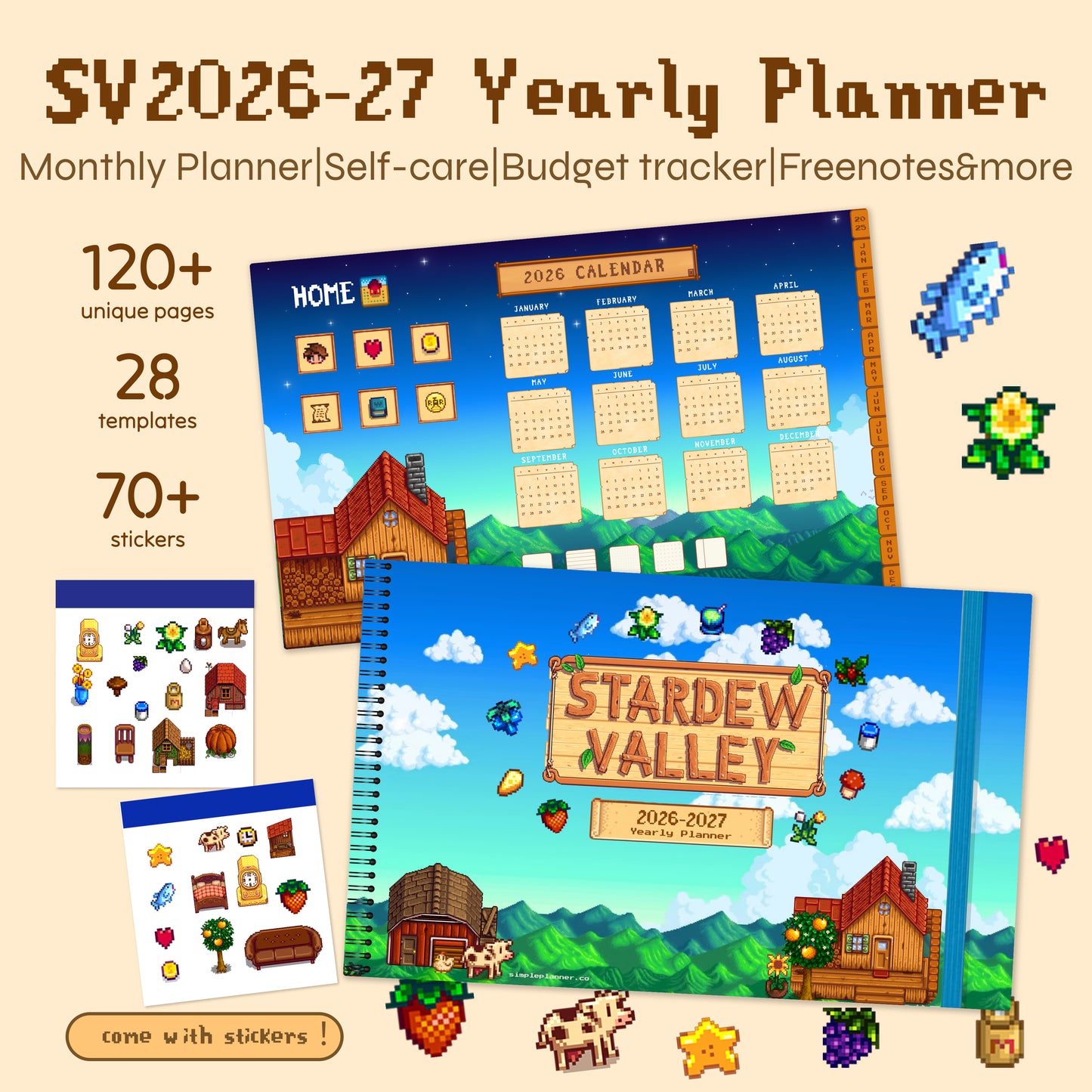 SV2026-2027 Digital Planner | 128+pages,28templates,cozy-farm-aesthetic-journal