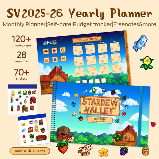 Stardew Valley Inspired 2025–2026 Digital Planner | 128pages,28templatesCozy Farm Aesthetic Journal