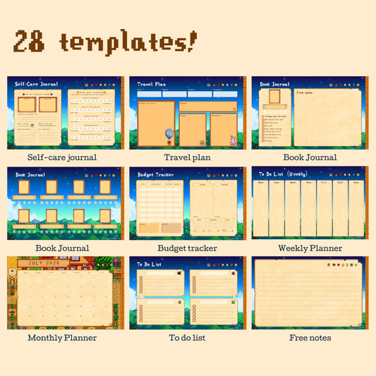 Stardew Valley Inspired 2025–2026 Digital Planner | 128pages,28templatesCozy Farm Aesthetic Journal Simple Planner