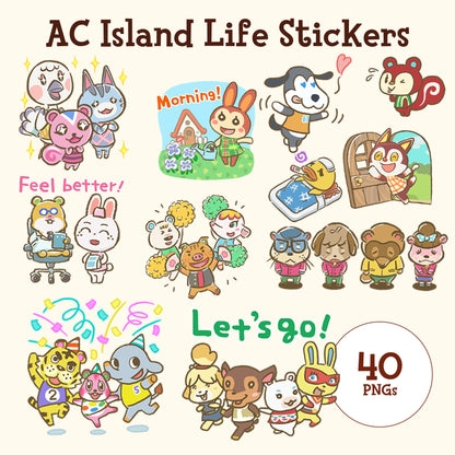 AC Island life stickers，40 Stickers