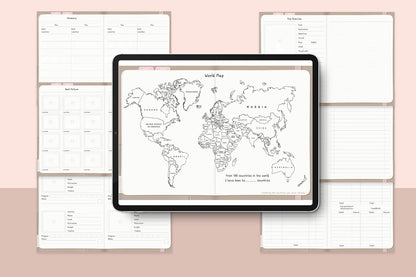 Travel Digital Planner（for Goodnotes） | 40+ Duplicatable Pages | 16+ Templates | Hyperlinked are Goodnotes only